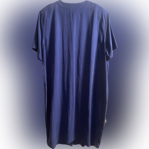 Vintage NWT Tess 100% Silk Blue Button Down Shirt Dress - Picture 3 of 11